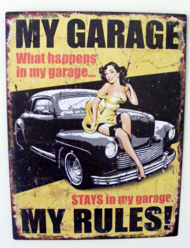 Metal Decor Tin Sign - Home Workshop Man Cave - MY GARAGE MY RULES - SW64