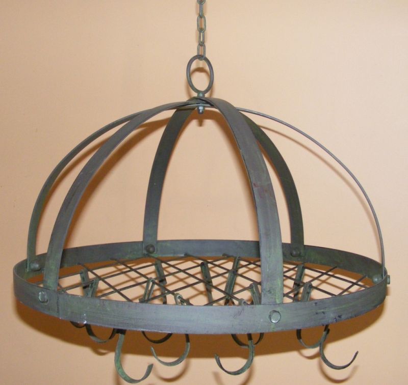 Wrought Iron Kitchen Utensil Holder Rustic Country Hanging Pot Rack Rondo RS108
