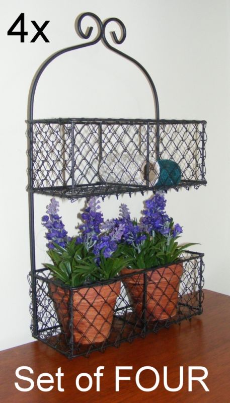 Set of 4 Metal Wall Basket Planter Pot plant holder Country Shelf  2 Tier RS112