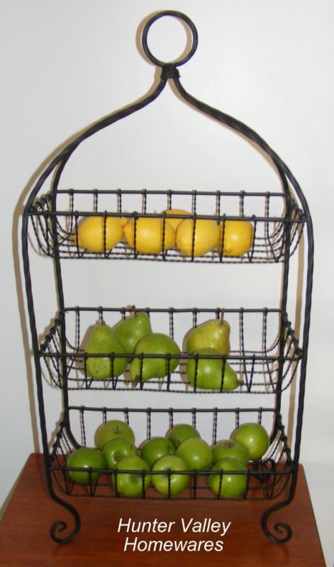 French 3T Stand Fruit Bowl Basket Kitchen Wire Rack Metal Bathroom Shelf B SH122