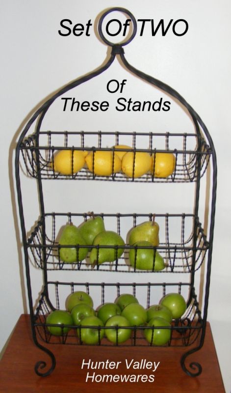 PAIR French Stand Fruit Bowl Basket Kitchen Wire Rack Metal Bathroom Shelf SH123