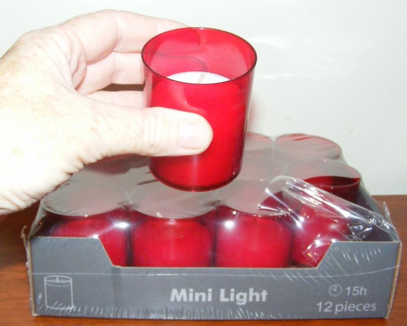 Event Candles Bulk - unscented Red acrylic cup 15 hours Party Wedding - x12 CA22