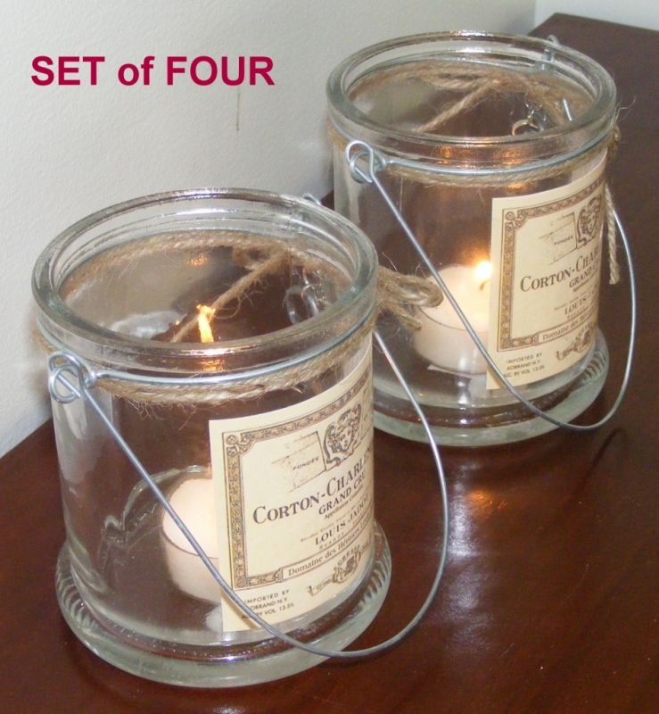 Set of 4 Candle Holders + key Glass Table Hanging Votive Tea Light Jar x4 CG13