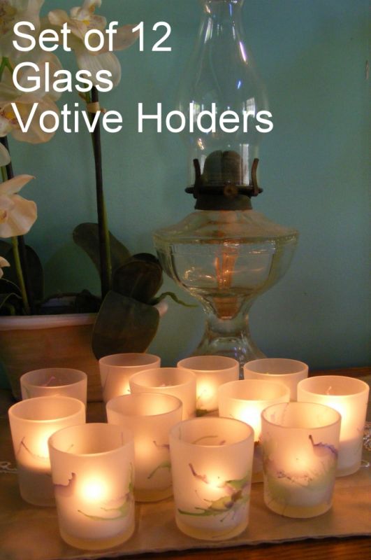 Candle Holders - Glass - Votive / Tea Light - Frosted Set of 12 - Splash - CG17