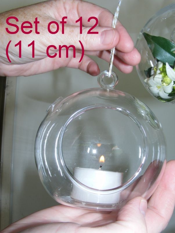 Set of 12 -  11cm Hanging Glass Ball Vase Flower Planter Terrarium Wedding CG22