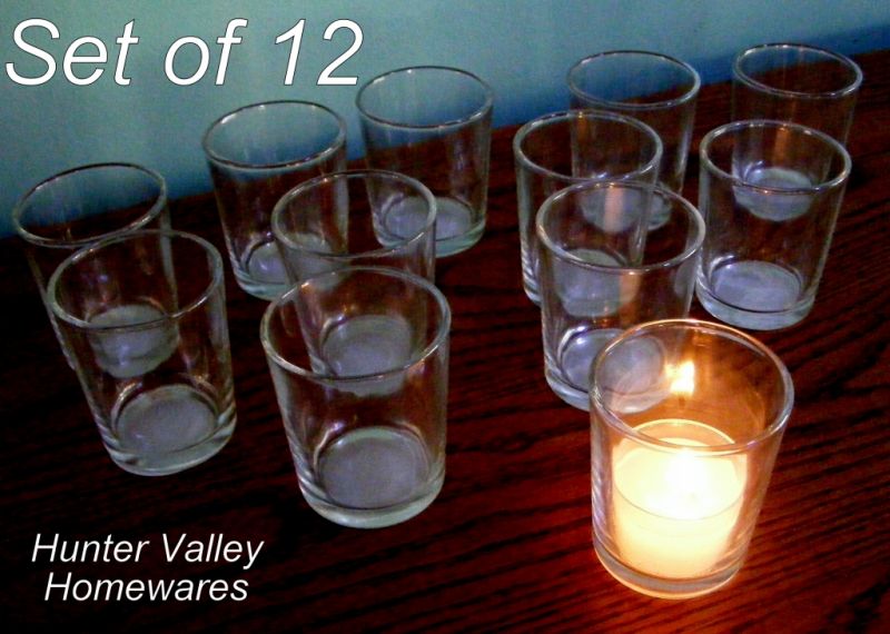 Set of 12 Glass Votive Candle Holders Tea Light Wedding Party Craft  Clear CG26